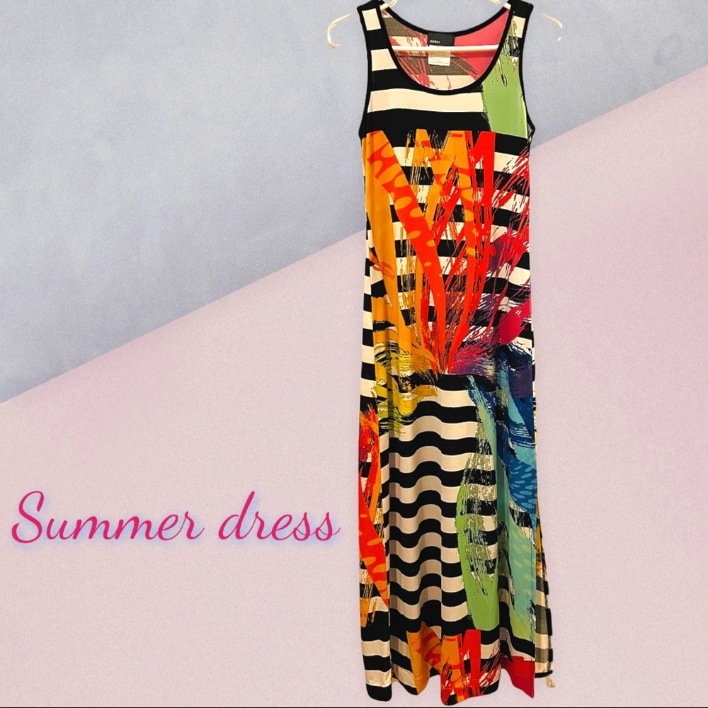 Colorful long summer dress🌈 S